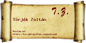 Törjék Zoltán névjegykártya